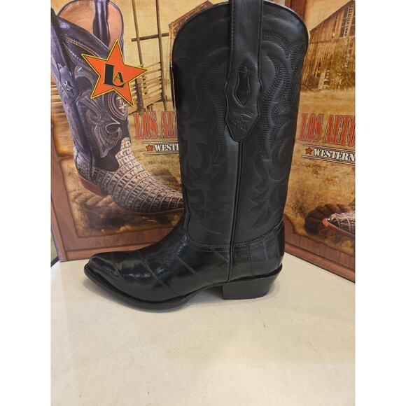 LOS ALTOS MEN BLACK GENUINE EEL WESTERN COWBOY BOOT J-TOE 1990805 EE+ main image 11